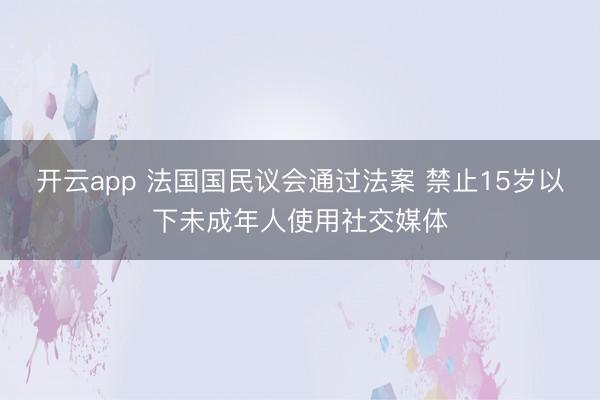 开云app 法国国民议会通过法案 禁止15岁以下未成年人使用社交媒体