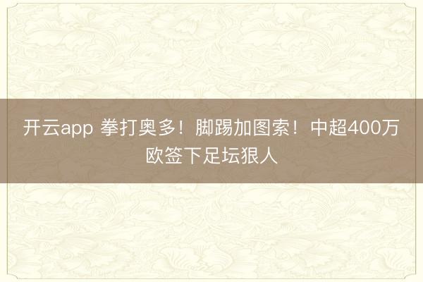 开云app 拳打奥多！脚踢加图索！中超400万欧签下足坛狠人