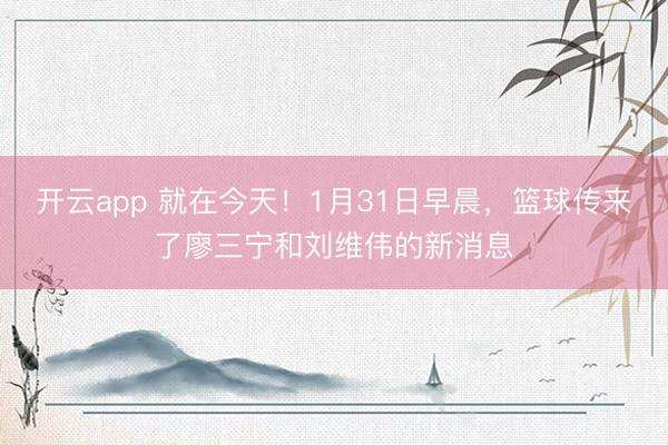 开云app 就在今天!1月31日早晨,篮球传来了廖三宁和刘维伟的新消息