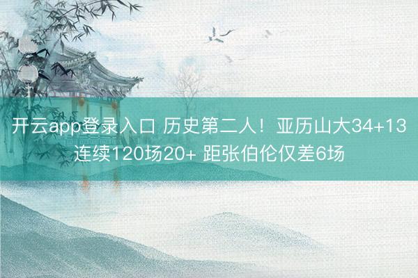 开云app登录入口 历史第二人！亚历山大34+13连续120场20+ 距张伯伦仅差6场