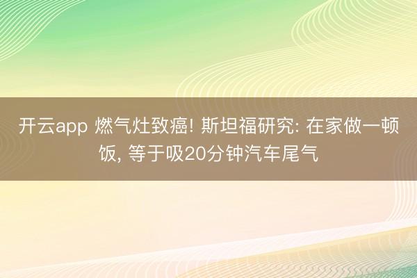开云app 燃气灶致癌! 斯坦福研究: 在家做一顿饭, 等于吸20分钟汽车尾气