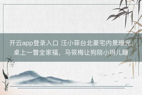 开云app登录入口 汪小菲台北豪宅内景曝光，桌上一瞥全家福，马筱梅让狗陪小玥儿睡