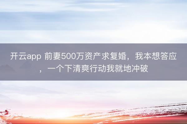 开云app 前妻500万资产求复婚，我本想答应，一个下清爽行动我就地冲破