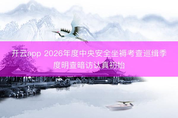 开云app 2026年度中央安全坐褥考查巡缉季度明查暗访认真初始