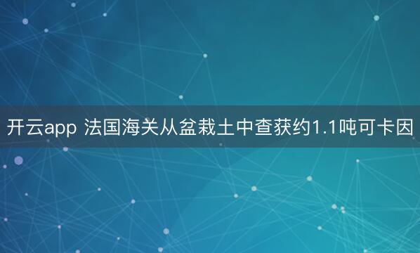 开云app 法国海关从盆栽土中查获约1.1吨可卡因
