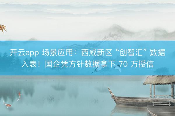 开云app 场景应用：西咸新区 “创智汇” 数据入表！国企凭方针数据拿下 70 万授信