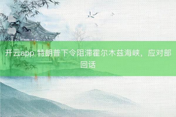 开云app 特朗普下令阻滞霍尔木兹海峡，应对部回话