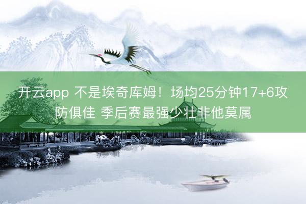 开云app 不是埃奇库姆！场均25分钟17+6攻防俱佳 季后赛最强少壮非他莫属
