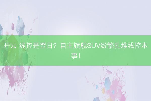 开云 线控是翌日？自主旗舰SUV纷繁扎堆线控本事！