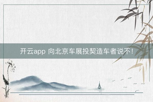 开云app 向北京车展投契造车者说不！
