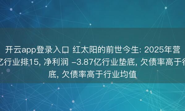 开云app登录入口 红太阳的前世今生: 2025年营收30.8亿行业排15, 净利润 -3.87亿行业垫底, 欠债率高于行业均值